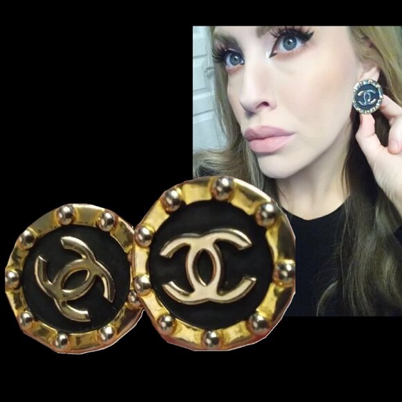 Chanel Vintage LARGE Clip On Earrings - Picture 1 of 16
